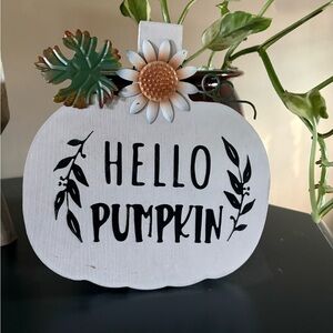 White Pumpkin Decor with Floral Accent